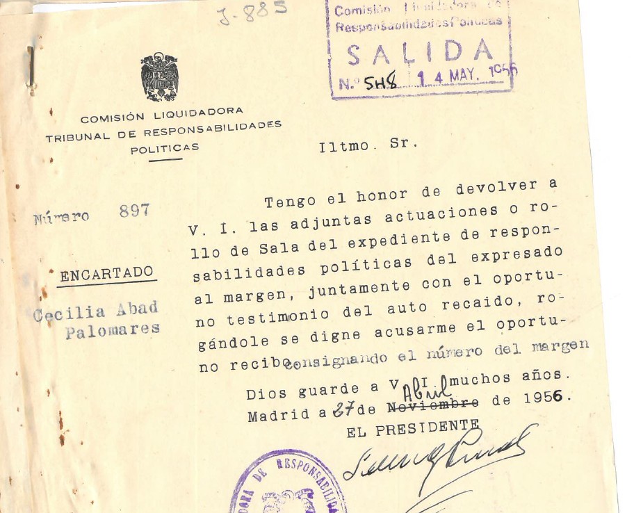 Documento sobre represión franquista y libertad vigilada de mujeres represaliadas en la posguerra History​